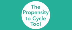 The words 'The Propensity to Cycle Tool' in a white circle on a green background