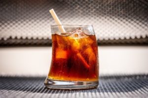 A glass of a soft drink